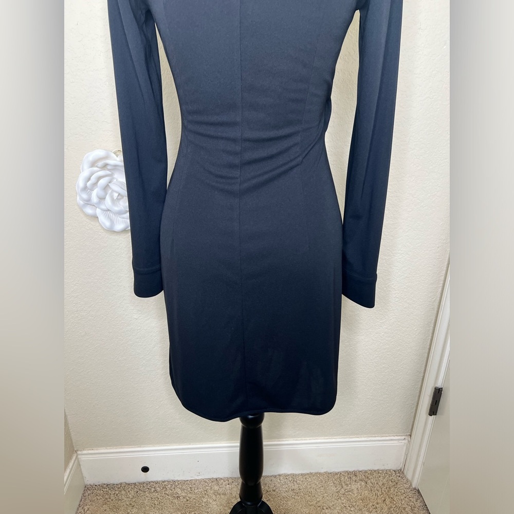 NTM: Express Pullover Wrap Style Tuxedo Look Long Sleeve Black Dress Sz 3/4 - Picture 12 of 14